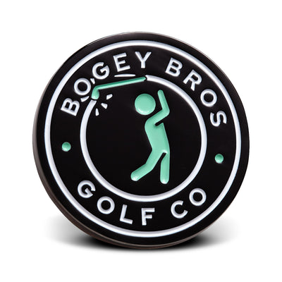 Logo of Bogey Bros Golf Co with a golfer silhouette on a black background