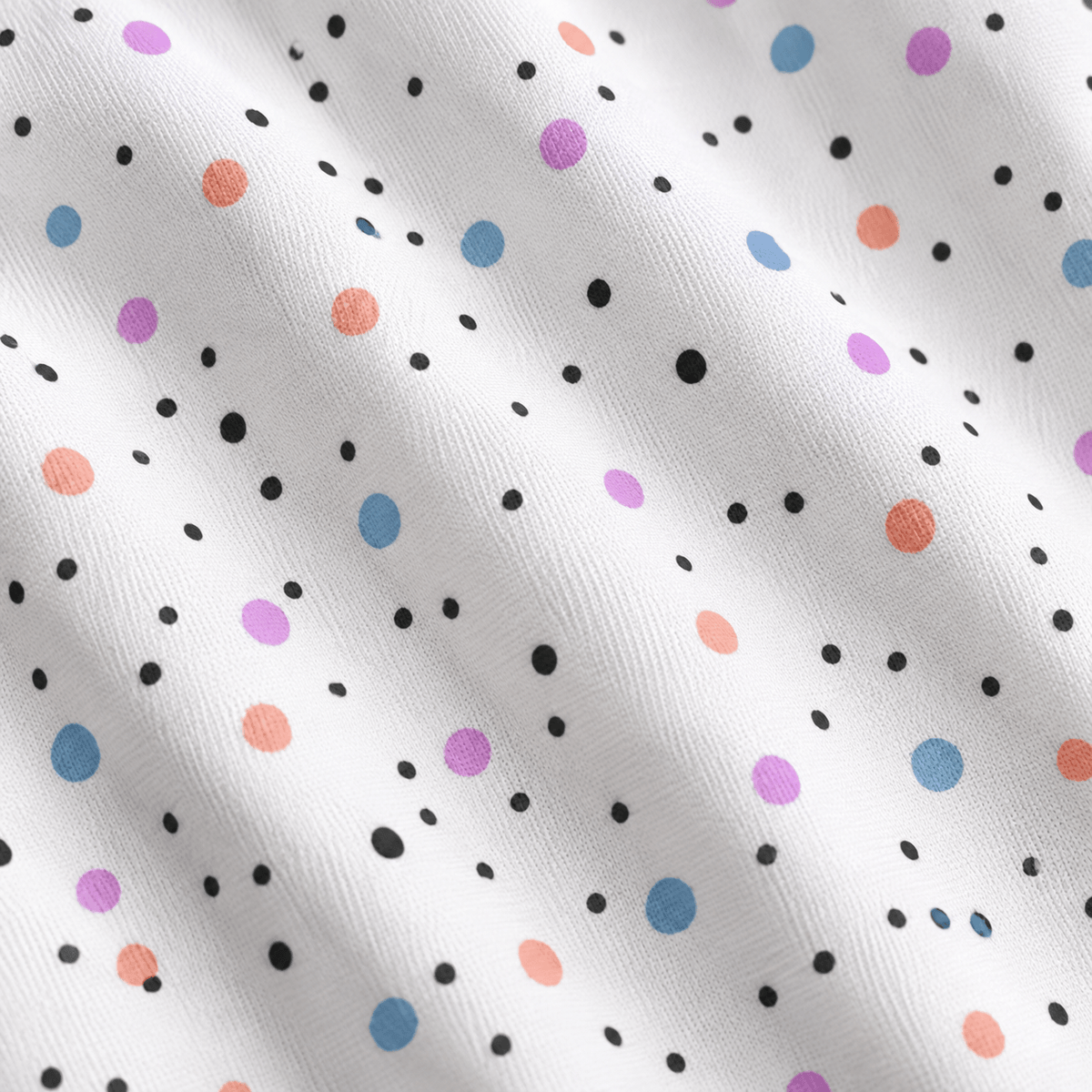 Crafted from white fabric with a subtle wavy texture, the Gobs of Glory - Women’s Polo showcases an array of small, scattered dots in black, blue, purple, and orange. The playful and colorful design is enhanced by its athletic fit and moisture-wicking properties, providing both comfort and style for active lifestyles.