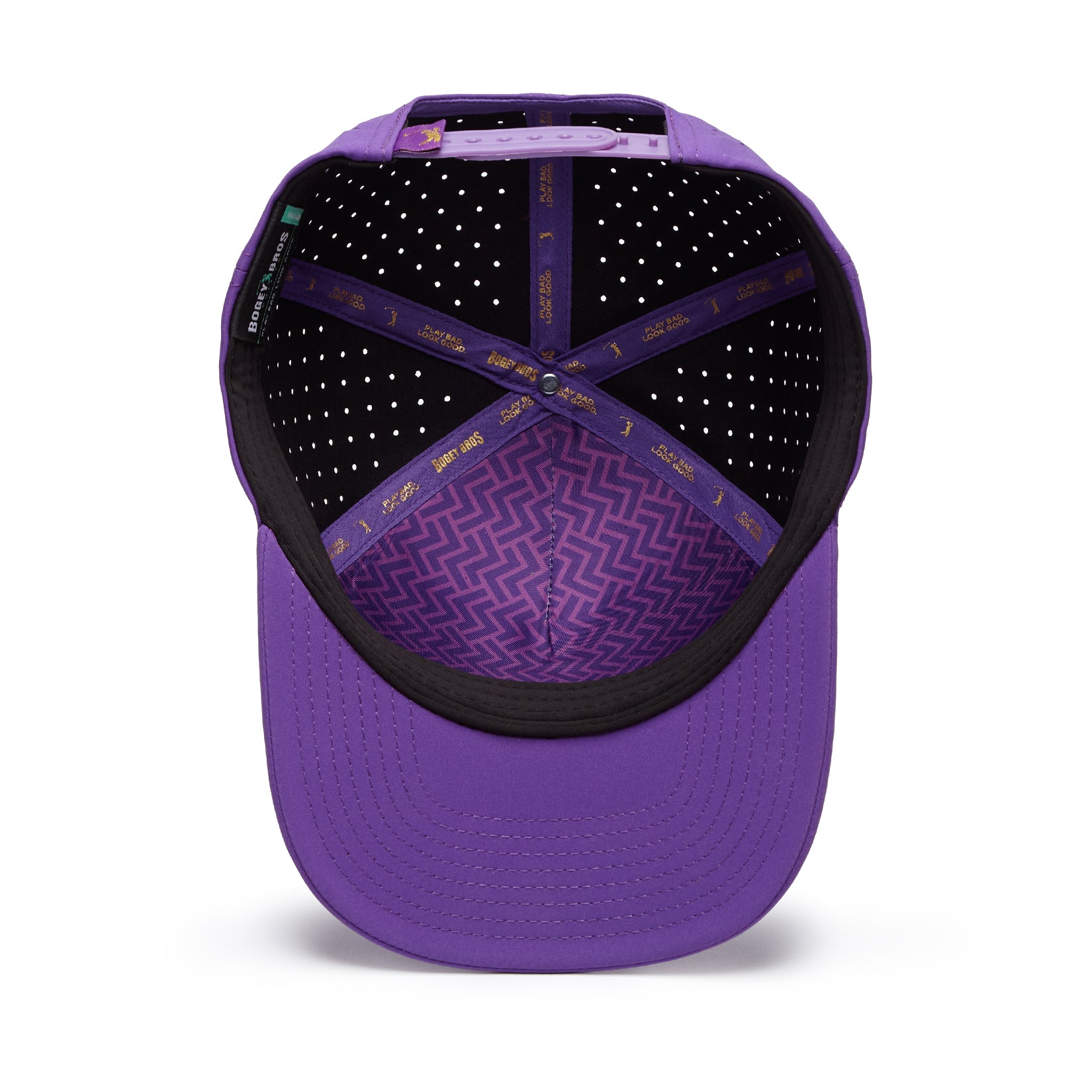 Purple cap with starry night pattern on a white background