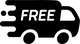 Black silhouette of a delivery van with motion lines, representing speed. The word “FREE” is written in bold, white capital letters on the side of the van, indicating free shipping or delivery service. The design is simple and graphic.