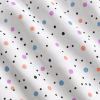 Crafted from white fabric with a subtle wavy texture, the Gobs of Glory - Women’s Polo showcases an array of small, scattered dots in black, blue, purple, and orange. The playful and colorful design is enhanced by its athletic fit and moisture-wicking properties, providing both comfort and style for active lifestyles.