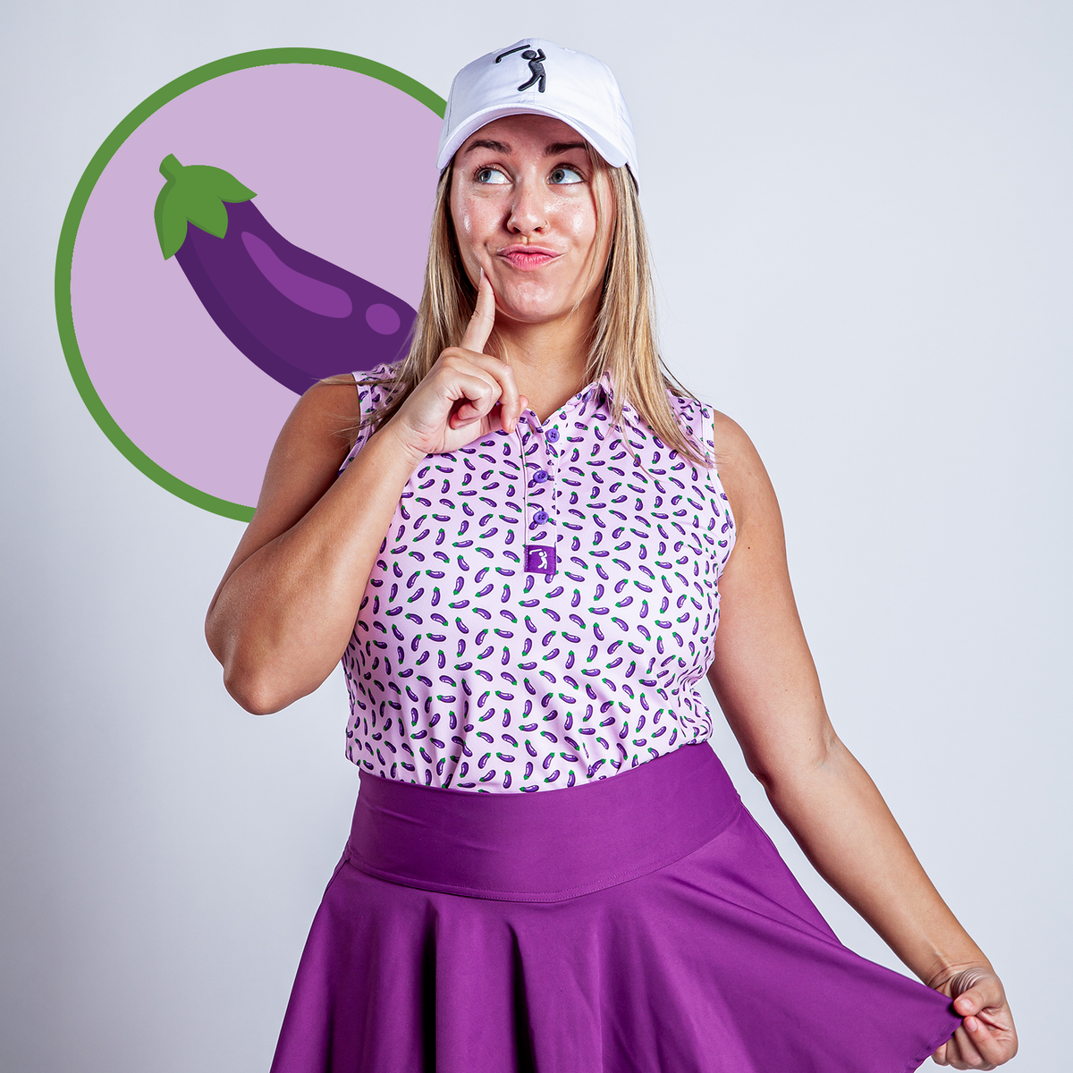 Bogey Bros Golf Co | Women's Funny Golf Gear | Eggplant Women's Polo