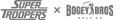 Gray logo with two stylized texts: SUPER TROOPERS in bold diagonal font on the left and BOGEY BROS GOLF CO. with a golf tee in place of the Y on the right, separated by a large X..